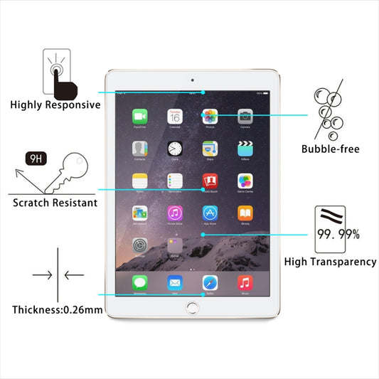 0.26mm 9H+ Surface Hardness 2.5D Explosion-proof Tempered Glass Film for iPad mini 4, For iPad mini 4 2.5D