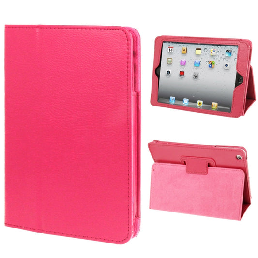 2-fold Litchi Texture Flip Leather Case with Holder Function for iPad mini / mini 2 Retina