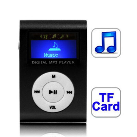 Reproductor de MP3 con ranura para tarjeta TF/Micro SD y pantalla LCD, clip de metal, con pantalla LCD