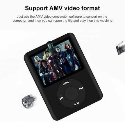 Reproductor MP4 con pantalla TFT de 1,8 pulgadas, ranura para tarjeta TF, compatible con grabadora, radio FM, libro electrónico y calendario