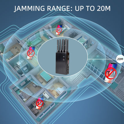 JAX-121A-8 GSM / DCS / WiFi / 3G / 4G / GPS / LOJACK Mobile Phone Signal Isolator, Coverage: 20 meters
