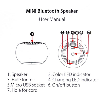 Mini Metal Wireless Bluetooth Speaker,  Hands-free, LED Indicator