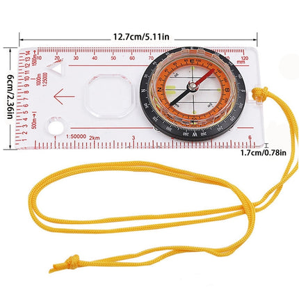 2 in 1 Compass with Map Measuring Ruler Lanyard Emergency Survival Tool