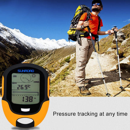 SUNROAD Multifunction LCD Digital Altimeter with Compass & Barometer & Thermometer & Hygrometer & Weather Forecast & LED Torch and Clock, Multifunction