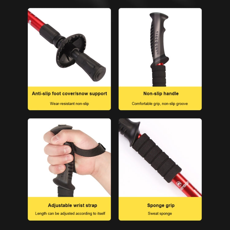 Folding Adjustable Crutch / Walking Stick with Compass, Height: 0.5-1.1m (Random Color Delivery), 4-section