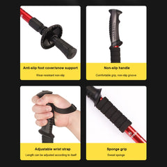 Folding Adjustable Crutch / Walking Stick with Compass, Height: 0.5-1.1m (Random Color Delivery), 4-section