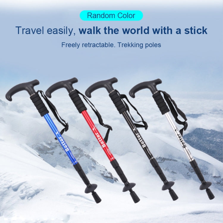 Folding Adjustable Crutch / Walking Stick with Compass, Height: 0.5-1.1m (Random Color Delivery), 4-section