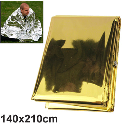 Compact Lightweight Aluminized Windproof Waterproof Emergency Blanket Body Wrap Survival Sheet for Outdoor 140 x 210cm, 140x210cm