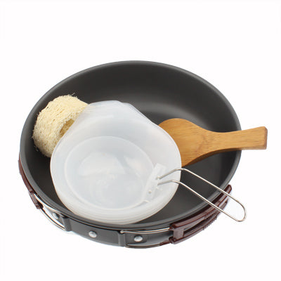 Outdoor Camping Ultra Light Weight 9 Piece Cookware Stackable Set, 9 Piece Cookware