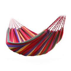 Red Stripe Single Widening Camping Outdoor Canvas Hammock, Size: 190cm x 100cm, 190cm x 100cm (Red)