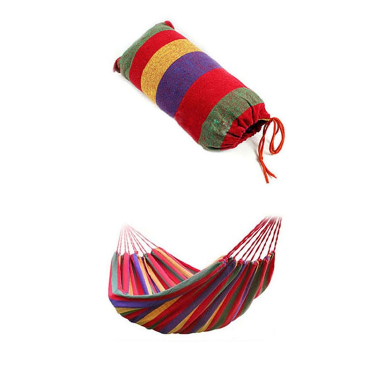 Red Stripe Single Widening Camping Outdoor Canvas Hammock, Size: 190cm x 100cm, 190cm x 100cm (Red)