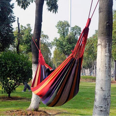 Red Stripe Single Widening Camping Outdoor Canvas Hammock, Size: 190cm x 100cm, 190cm x 100cm (Red)