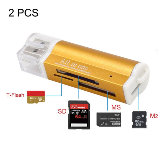 2 PCS Multi All in 1 USB 2.0 Micro SD SDHC TF M2 MMC MS PRO DUO Memory Card Reader