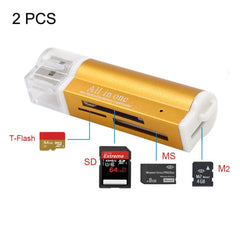 2 PCS Multi All in 1 USB 2.0 Micro SD SDHC TF M2 MMC MS PRO DUO Memory Card Reader