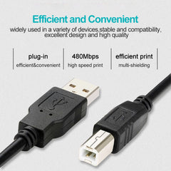 USB 2.0 Printer Extension AM to BM Cable, Length: 3m, Length: 3m