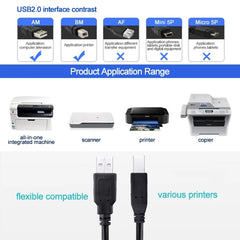 USB 2.0 Printer Extension AM to BM Cable, Length: 3m, Length: 3m