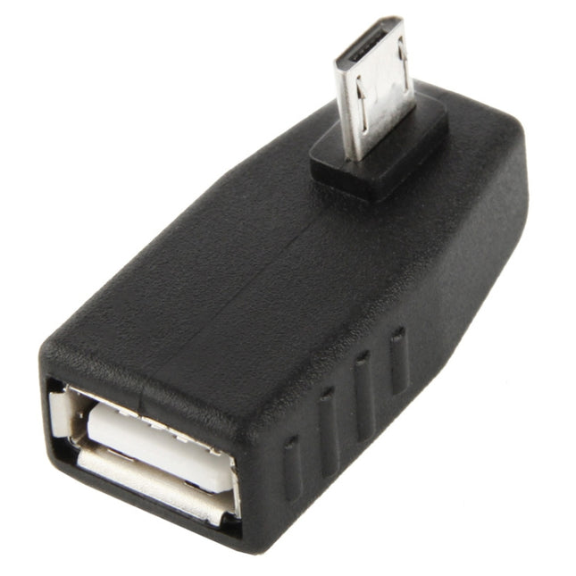 Micro USB Male to USB 2.0 AF Adapter with 90 Degree Angle, Support OTG Function