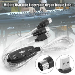 USB to MIDI Interface Electric Piano Converter Adapter Cable, Length: 1.8m