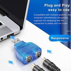 USB Male to PS/2 Female Adapter for Mouse / Keyboard, USB Male to 2 PS/2 Female