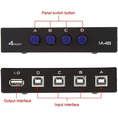 FENGJIE FJ-IA4B-C 4 Ports High Speed USB 2.0 Key-Press Switcher Share Switch Box for PC Computer Scanner Printer, FENGJIE FJ-IA4B-C