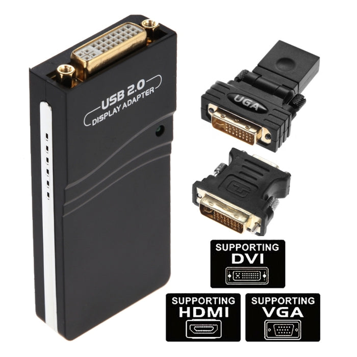 USB 2.0 to VGA, DVI, HDMI Adapter, Resolution: 1280*1024, Resolution: 1920*1080