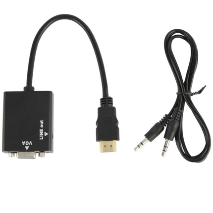26cm HDMI to VGA + Audio Output Video Conversion Cable with 3.5mm Audio Cable, Support Full HD 1080P, Length: 26cm