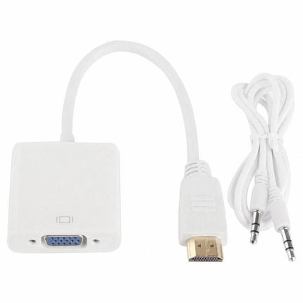 24cm Full HD 1080P HDMI to VGA + Audio Output Cable for Computer / DVD / Digital Set-top Box / Laptop / Mobile Phone / Media Player, Length: 24cm, Length: 24cm(White)