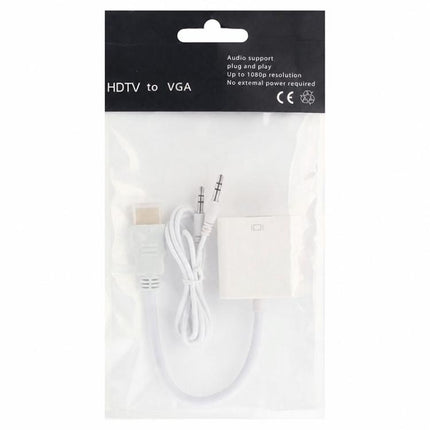 24cm Full HD 1080P HDMI to VGA + Audio Output Cable for Computer / DVD / Digital Set-top Box / Laptop / Mobile Phone / Media Player, Length: 24cm, Length: 24cm(White)