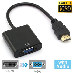 24cm Full HD 1080P HDMI to VGA + Audio Output Cable for Computer / DVD / Digital Set-top Box / Laptop / Mobile Phone / Media Player, Length: 24cm, Length: 24cm(White)