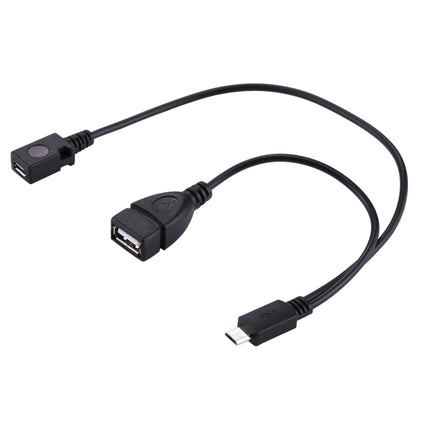 USB 2.0 Micro-B Male to USB 2.0 Micro-B Female Male & USB 2.0 Female Y Splitter OTG Cable, Length: 19 / 30cm