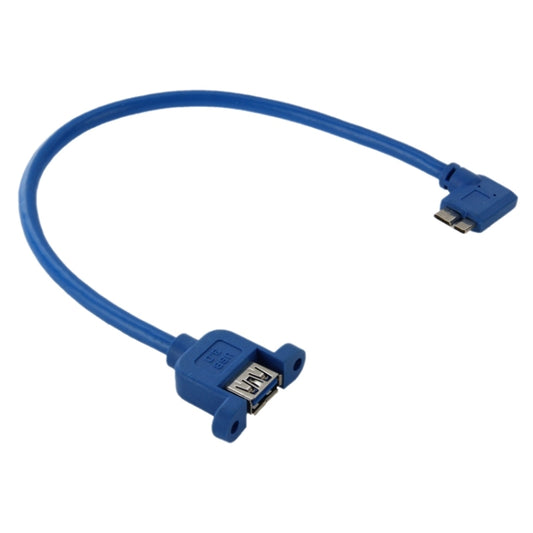 90-Grad-Linksdrehung, USB 3.0 Micro-B-Stecker auf USB 3.0-Buchse, OTG-Kabel für Tablet/tragbare Festplatte, Länge: 30 cm, Micro BM auf AF, Länge: 30 cm