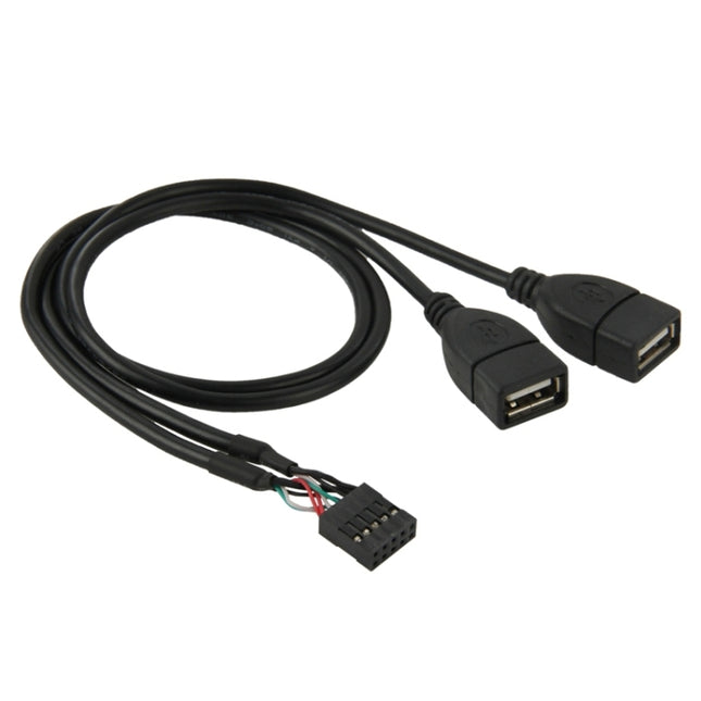 10 Pin Motherboard Female Header to 2 USB 2.0 Female Adapter Cable, Length: 50cm, 10 Pin Motherboard to 2 USB AF