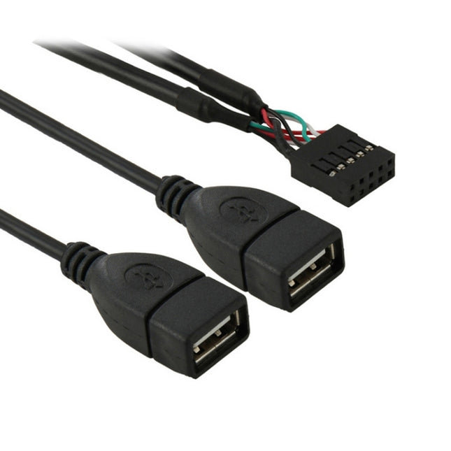 10 Pin Motherboard Female Header to 2 USB 2.0 Female Adapter Cable, Length: 50cm, 10 Pin Motherboard to 2 USB AF