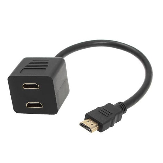 30cm HDMI Splitter Adapter Y Verteiler Stecker mit 2 Kupplung Gel (Gold Plated), 1 in 2  (Gold Plated)