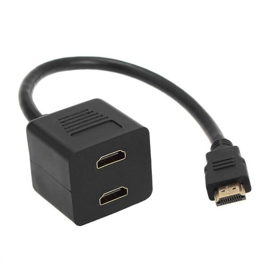 30cm HDMI Splitter Adapter Y Verteiler Stecker mit 2 Kupplung Gel (Gold Plated), 1 in 2  (Gold Plated)