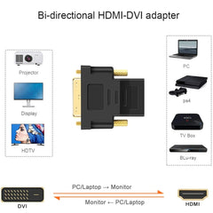 HDMI 19Pin Female to DVI 24+1 Pin Male adapter (Gold Plated), HDMI Female to DVI 24+1Pin Male