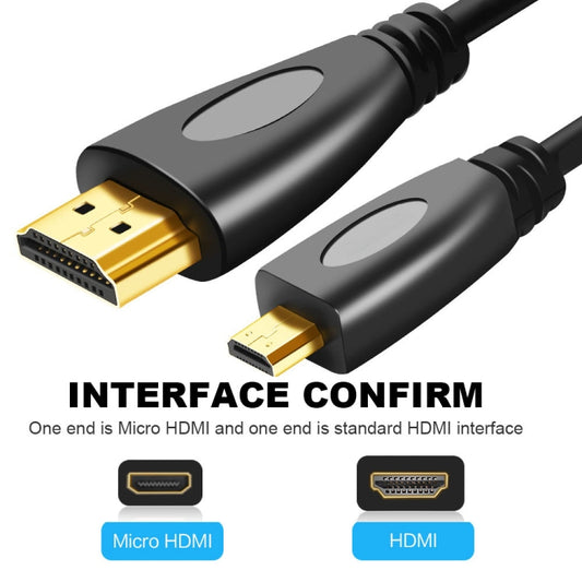 1.8m Gold Plated 3D 1080P Micro HDMI Male to HDMI Male cable for Mobile Phone, Cameras, GoPro, Gold Plated Micro HDMI, Length: 1.8m