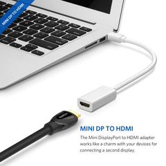 Full HD 1080P Mini DisplayPort Male to HDMI Female Port Cable Adapter, Length: 20cm, Mini DP to HDMI White