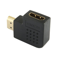 Gold Plated HDMI 19 Pin Male to HDMI 19 Pin Female Adaptor with 90 Degree Angle, HDMI Female to Male