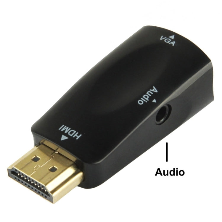 Full HD 1080P HDMI to VGA and Audio Adapter for HDTV / Monitor / Projector, HDMI Male to VGA + Audio (Black)