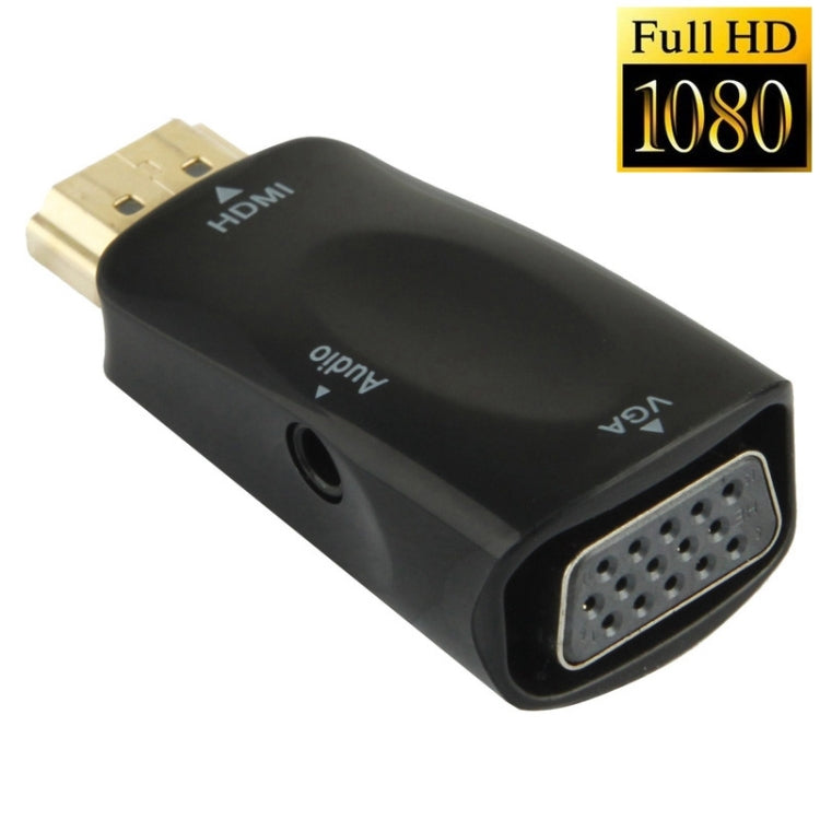 Full HD 1080P HDMI to VGA and Audio Adapter for HDTV / Monitor / Projector, HDMI Male to VGA + Audio (Black)