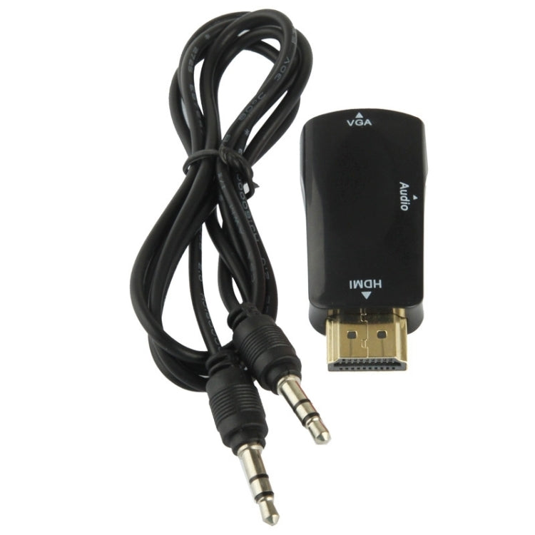 Full HD 1080P HDMI to VGA and Audio Adapter for HDTV / Monitor / Projector, HDMI Male to VGA + Audio (Black)