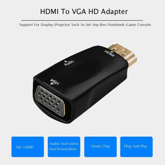 Full HD 1080P HDMI to VGA and Audio Adapter for HDTV / Monitor / Projector, HDMI Male to VGA + Audio (Black)