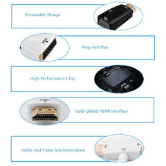 Full HD 1080P HDMI to VGA and Audio Adapter for HDTV / Monitor / Projector, HDMI Male to VGA + Audio (Black)