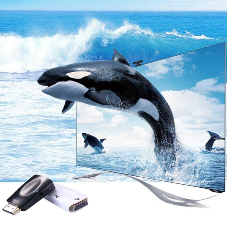 Full HD 1080P HDMI to VGA and Audio Adapter for HDTV / Monitor / Projector, HDMI Male to VGA + Audio (Black)