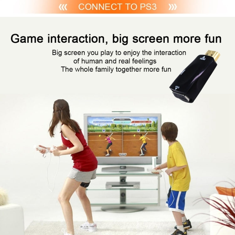 Full HD 1080P HDMI to VGA and Audio Adapter for HDTV / Monitor / Projector, HDMI Male to VGA + Audio (Black)