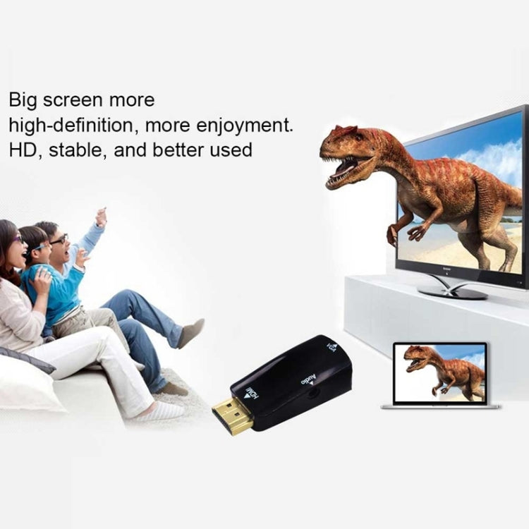Full HD 1080P HDMI to VGA and Audio Adapter for HDTV / Monitor / Projector, HDMI Male to VGA + Audio (Black)