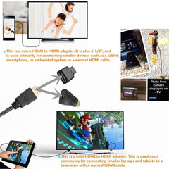 3 in 1 Full HD 1080P HDMI Cable Adaptor Kit (1.5m HDMI Cable + HDMI to Mini HDMI Adaptor + HDMI to Micro HDMI Adaptor)