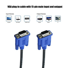 1.5m High Quality VGA 15 Pin Male to VGA 15 Pin Male Cable for LCD Monitor / Projector, 1.5m