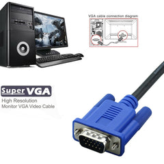 1.5m High Quality VGA 15 Pin Male to VGA 15 Pin Male Cable for LCD Monitor / Projector, 1.5m